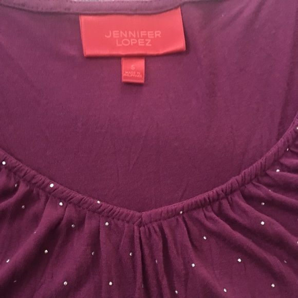 NWT Womens Purple Jennifer Lopez Cold Shoulder Tee - Picture 4 of 7